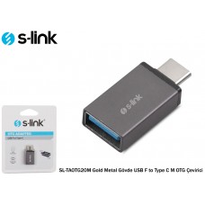 S-link SL-TAOTG20M Gümüş Metal Gövde USB F to Type C M OTG Çevirici