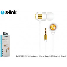 S-link SL-KU140 Mobil Telefon Uyumlu Kulak içi Siyah/Gold Mikrofonlu Kulaklık