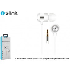 S-link SL-KU140 Mobil Telefon Uyumlu Kulak içi Siyah/Gümüş Mikrofonlu Kulaklık