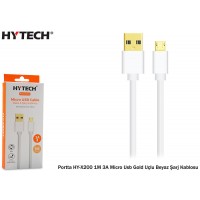 Hytech Portta HY-X200 1M 3A Micro Usb Gold Uçlu Beyaz Şarj Kablosu