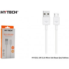 Hytech HY-X211 1M 2,1A Micro Usb Beyaz Şarj Kablosu