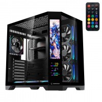 Rampage NOVA V2 9.16 Lcd Ekranlı Hub+Kumanda Siyah 7x12cm ARGB Pwm Fan Gaming Oyuncu Kasası 8 STOKTA VAR)