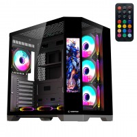 Rampage NOVA 9.16 Lcd Ekranlı Hub+Kumanda Siyah 7x12cm ARGB Pwm Fan Gaming Oyuncu Kasası ( stokta var)