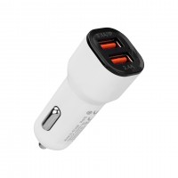 S-link SL-EC30T Type-C Kablolu 3.4A 2 USB Beyaz Araç Şarj Cihazı( stokta var )
