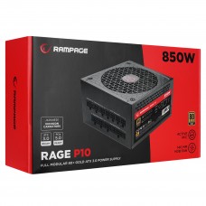Rampage RAGE P10 850W 80+ GOLD APFC 14cm HDB Fan FULL-MODULER ATX3.0+PCIe5.0 Siyah Gaming Power Supply ( stokta )