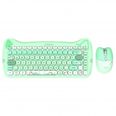 Everest KM-6285 CATTY MINI Renkli Tuşlu Yeşil 2.4 ghz + BT Kablosuz Q Multimedia Klavye + Mouse Set ( stokta var )