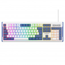 Everest KB-74 Beyaz/Mavi USB Rainbow Aydınlatmalı Q Membrane ( stokta var)