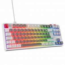 Rampage YORU TKL Gri/Beyaz Type-C Bağlantılı OUTEMU Red Swich Q Mekanik Gaming Oyuncu Klavye RGB