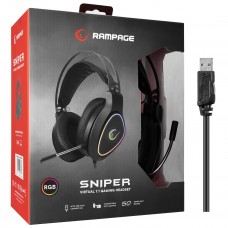 Rampage RMX-G7 SNIPER Siyah USB 7.1 RGB Gaming Mikrofonlu Kulaklık