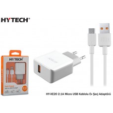 Hytech HY-XE20 2.1A Micro USB Kablolu Beyaz/Gri Ev Şarj Adaptörü