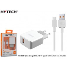 Hytech HY-XE35 Quick Charge QC3.0 2.4A Type-C Kablolu Beyaz/Gri Hızlı Şarj Adaptörü